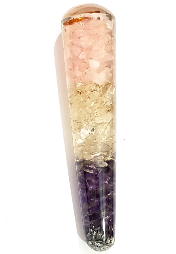Rose Amethyst Crystal Orgone Wand Natural Stones Healing Chakra Stone Combination of 3 Stones in 1 Wand Reiki Crystal Massage Wand - Image 8