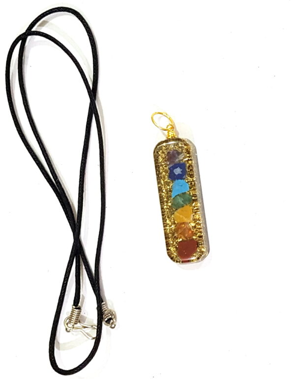 4X Orgone Pendants, Tourmaline Selenite, 7 Chakra Layered Pendant, Mix 7 chakra Pendant, Gold Copper Chakra Chip Pendant, healing, Reiki - Image 3