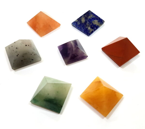 Chakra Natural Stones Pyramid Reiki Healing Meditation Spiritual Protection Grid Chakra Set prosperity balancing AUra Energy EMF Protection - Image 6
