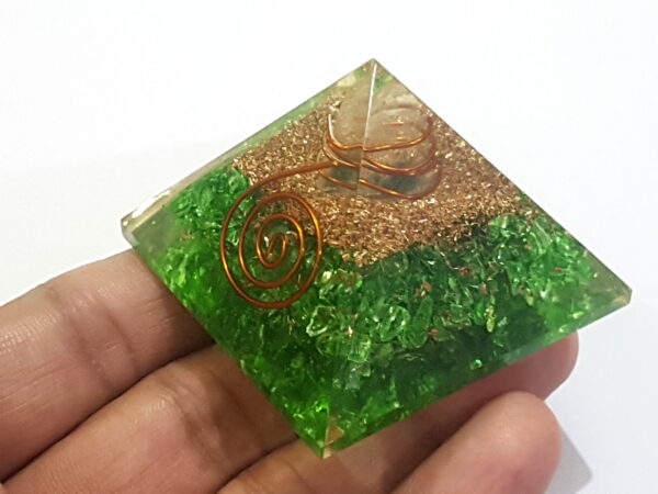 Peridot Orgone Energy 50mm Pyramid EMF Protection Reiki Chakra Meditation - Image 2