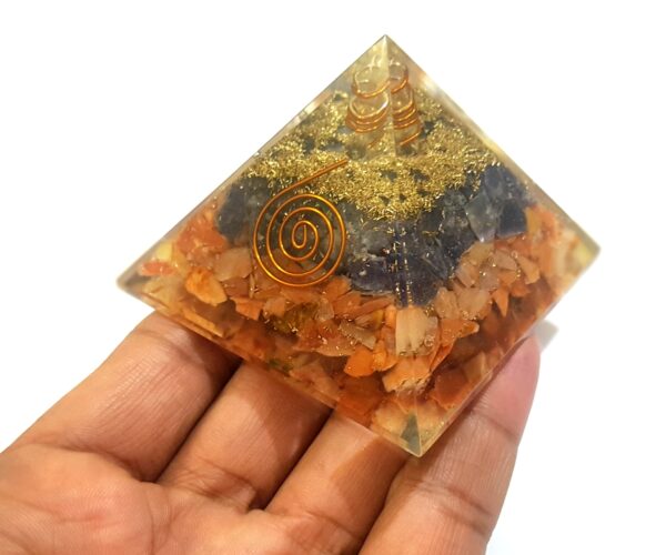 Blue Aventurine & Red Aventurine Combination Orgone Pyramid - Image 4