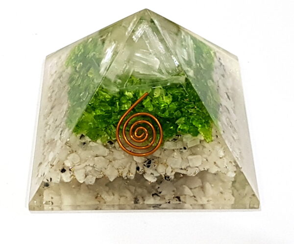 Reiki crystal orgonite peridot selenite Rainbow moonstone pyramid chakra orgone - Image 6