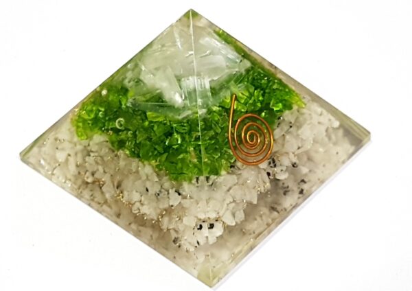 Reiki crystal orgonite peridot selenite Rainbow moonstone pyramid chakra orgone - Image 5
