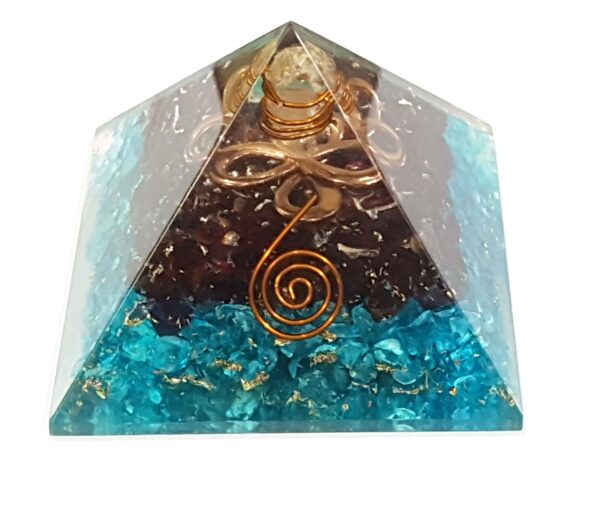 Garnet Blue Crystal Healing Energy serenity passion success pyramid orgonite pyramid - Image 4