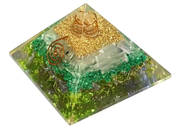 Orgone Pyramid, malachite selenite & peridot stone healing chakra pyramid - Image 8