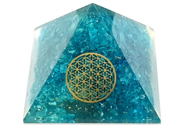 Flower of life blue crystal orgone pyramid - Image 4