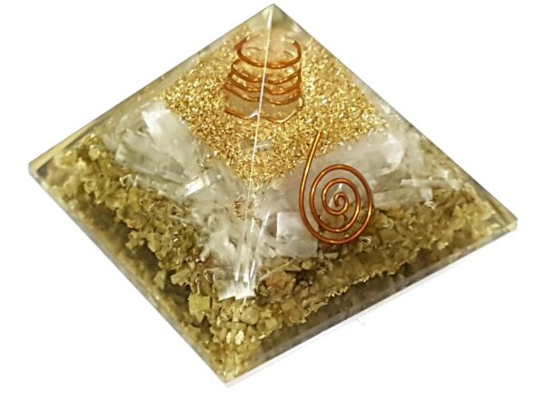 Serpentine Selenite Orgone Pyramid Reiki EMF Protection Pyramid,Reiki Chakras Aura Energy