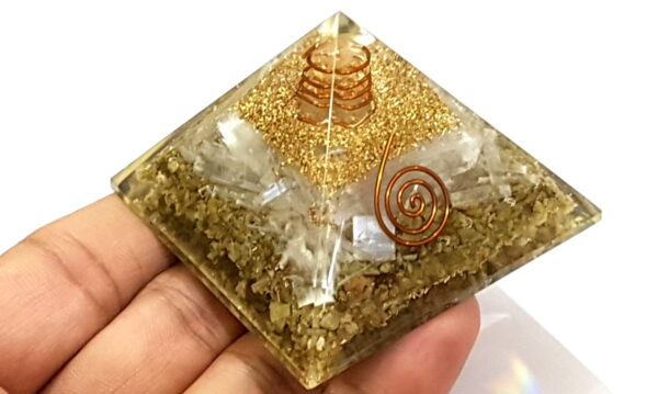 Serpentine Selenite Orgone Pyramid Reiki EMF Protection Pyramid,Reiki Chakras Aura Energy - Image 5