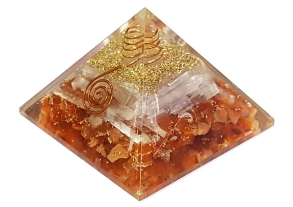 Selenite & Carnelian Super Combination Orgone Pyramid - Image 5