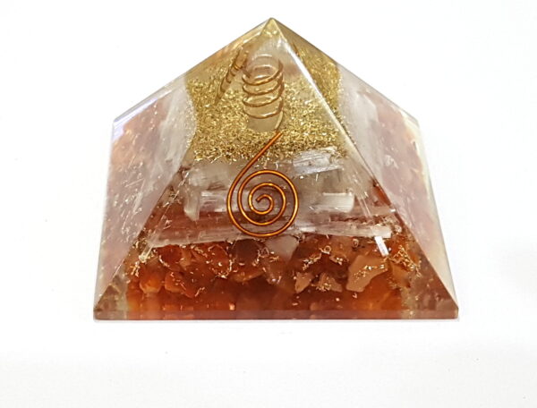 Selenite & Carnelian Super Combination Orgone Pyramid - Image 4