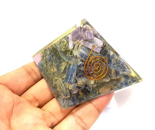 kyanite & chaorite Natural Crystal Orgone Pyramid - Image 2