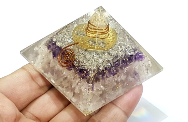 Tree of Life Copper Rose Amethyst Crystal Orgone Pyramid, Love Peace Prosperity, Reiki Energy, Divine Spiritual Healing Pyramid - Image 4