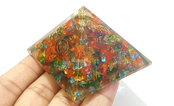 Dyed Chakra Chips Beautiful Orgone Pyramid, Reiki , Meditation Healing, Super attractive Eye Catcher Pyramid - Image 2
