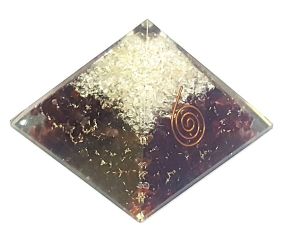 Garnet & Crystal Healing Combination Orgone Pyramid Reiki Crystal EMF Protection Pyramid, 50mm Crystal Orgone Pyramid
