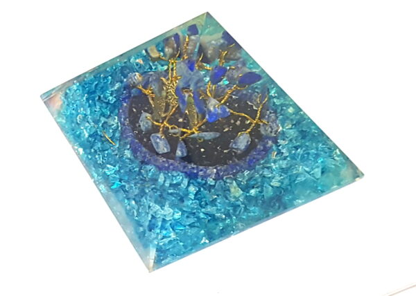 Humming Bird Healing Orgone Metaphysical Pyramid, Lapis Lazuli Tree of Life Orgone Pyramid, Tourmaline Pyramid,Blue Crystal Orgone Pyramid - Image 2