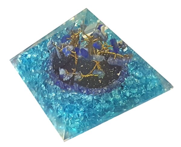 Humming Bird Healing Orgone Metaphysical Pyramid, Lapis Lazuli Tree of Life Orgone Pyramid, Tourmaline Pyramid,Blue Crystal Orgone Pyramid - Image 3