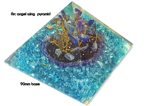 Humming Bird Healing Orgone Metaphysical Pyramid, Lapis Lazuli Tree of Life Orgone Pyramid, Tourmaline Pyramid,Blue Crystal Orgone Pyramid