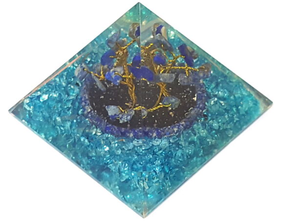 Humming Bird Healing Orgone Metaphysical Pyramid, Lapis Lazuli Tree of Life Orgone Pyramid, Tourmaline Pyramid,Blue Crystal Orgone Pyramid - Image 6