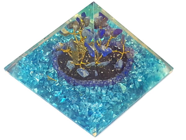 Humming Bird Healing Orgone Metaphysical Pyramid, Lapis Lazuli Tree of Life Orgone Pyramid, Tourmaline Pyramid,Blue Crystal Orgone Pyramid - Image 7