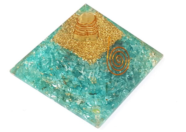 Blue Crystal Quartz Golden Copper Shrinks Healing Orgone Pyramid, EMF Protection, Chakra Balancing Pyramid, Reiki Chakra Meditation - Image 6