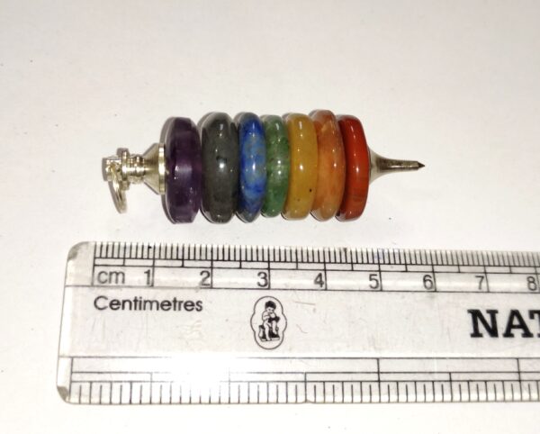 chakra bonded disc pendant/pendulum, reiki pendulum, reiki pendant healing metaphysical crytsal aura energy metal point pendant with chain - Image 2