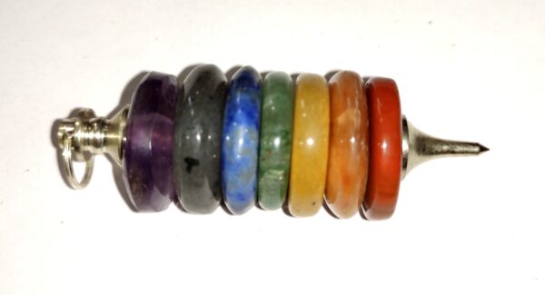 chakra bonded disc pendant/pendulum, reiki pendulum, reiki pendant healing metaphysical crytsal aura energy metal point pendant with chain - Image 3