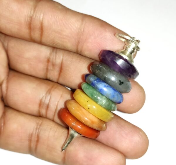 chakra bonded disc pendant/pendulum, reiki pendulum, reiki pendant healing metaphysical crytsal aura energy metal point pendant with chain - Image 4