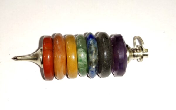 chakra bonded disc pendant/pendulum, reiki pendulum, reiki pendant healing metaphysical crytsal aura energy metal point pendant with chain - Image 5