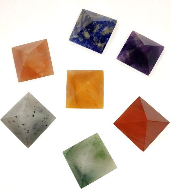 Chakra Natural Stones Pyramid Reiki Healing Meditation Spiritual Protection Grid Chakra Set prosperity balancing AUra Energy EMF Protection - Image 4
