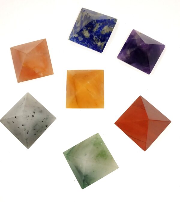 Chakra Natural Stones Pyramid Reiki Healing Meditation Spiritual Protection Grid Chakra Set prosperity balancing AUra Energy EMF Protection