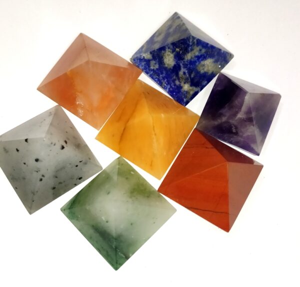 Chakra Natural Stones Pyramid Reiki Healing Meditation Spiritual Protection Grid Chakra Set prosperity balancing AUra Energy EMF Protection - Image 2