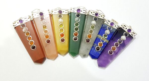 Natural 7 chakra Agate stone Pendant, Crystal healing Spiritual Protection Stone EMF Pendants - Image 8