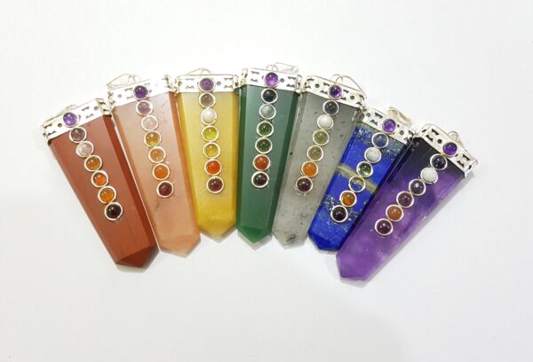 Natural 7 chakra Agate stone Pendant, Crystal healing Spiritual Protection Stone EMF Pendants - Image 7