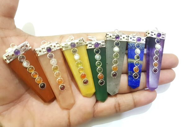 Natural 7 chakra Agate stone Pendant, Crystal healing Spiritual Protection Stone EMF Pendants - Image 6