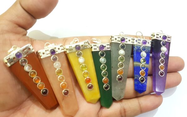 Natural 7 chakra Agate stone Pendant, Crystal healing Spiritual Protection Stone EMF Pendants - Image 5