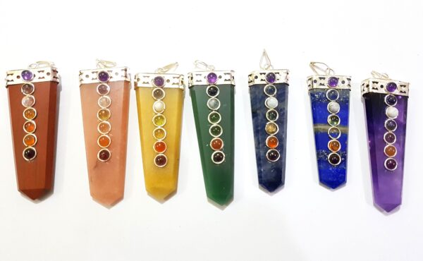 Natural 7 chakra Agate stone Pendant, Crystal healing Spiritual Protection Stone EMF Pendants - Image 4