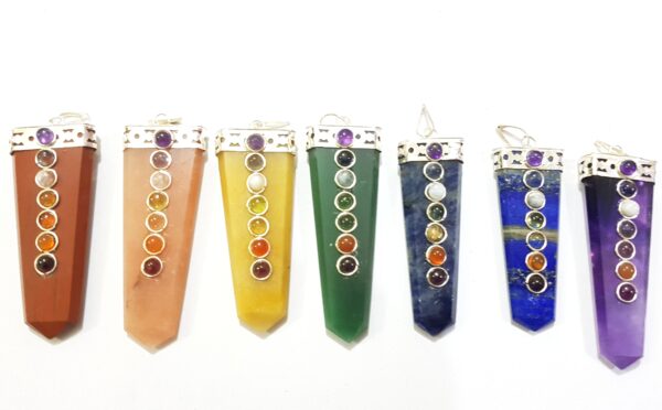 Natural 7 chakra Agate stone Pendant, Crystal healing Spiritual Protection Stone EMF Pendants