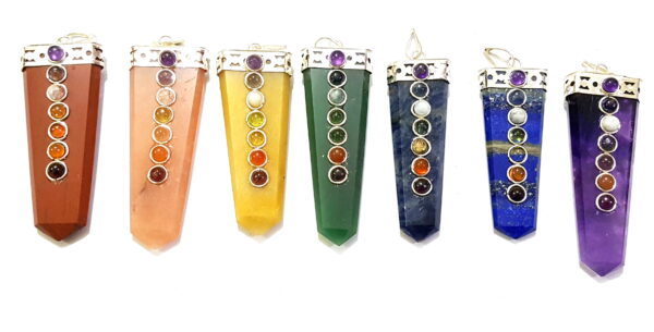 Natural 7 chakra Agate stone Pendant, Crystal healing Spiritual Protection Stone EMF Pendants - Image 2