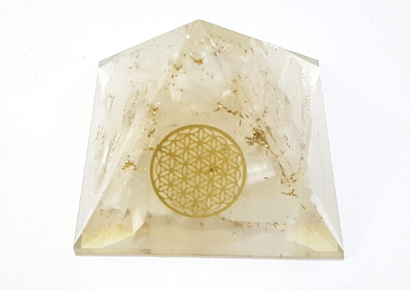 Selenite flower of life 50mm pyramid reiki crystal healing orgonite pyramid - Image 7