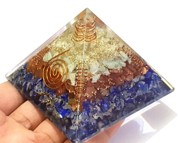 Lapis Lazuli,Carnelian & Green Aventurine Super Combination Orgone powerful Energy Luck Booster Charm Prosperity Pyramid Reiki Copper Orgone - Image 4