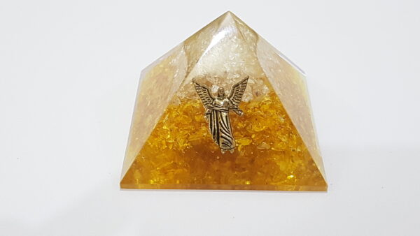 Angel Protection Yellow Crystal Chips & Pure Natural White Clear Crystal Orgone Pyramid,Healing Reiki Meditation,Chakra Balancing 2 Pyramids - Image 11
