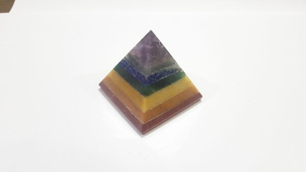 7 Chakra Bonded Natural Crystal Pyramid, 7 Chakra Pyramid Amethyst Blue aventurine Lapis Green Yellow Red Aventurine Jasper Pyramid