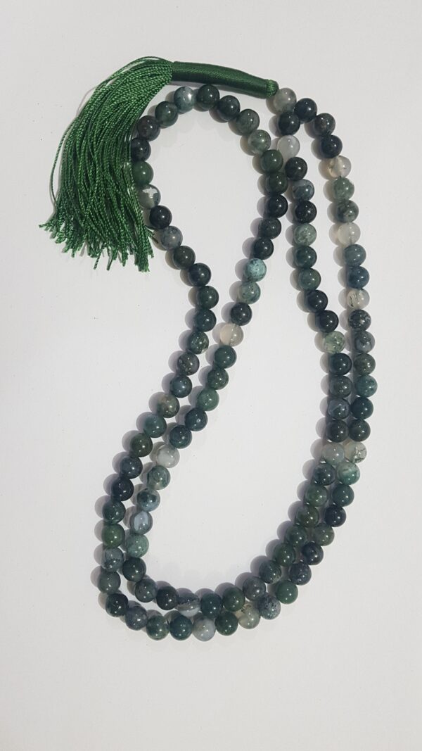 Natural Moss Agate Japa Mala 109  beads mala - Image 9