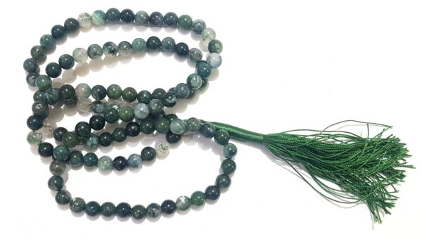 Natural Moss Agate Japa Mala 109  beads mala - Image 5