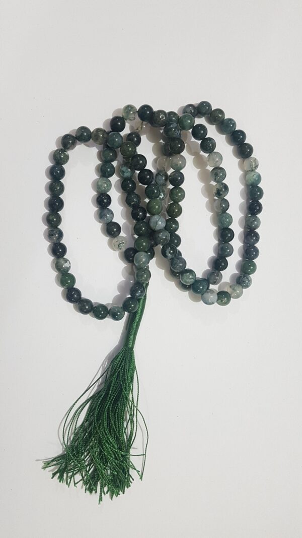 Natural Moss Agate Japa Mala 109  beads mala - Image 8