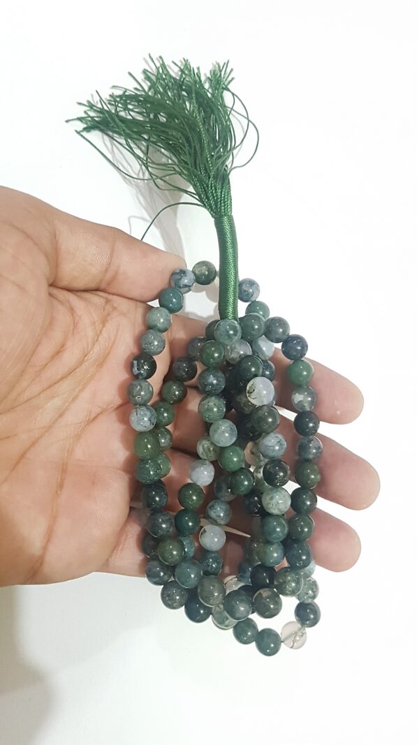 Natural Moss Agate Japa Mala 109  beads mala - Image 7