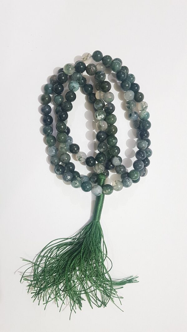 Natural Moss Agate Japa Mala 109  beads mala - Image 6