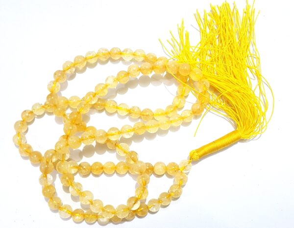 Natural Stone Citrine Japa Mala 109 Beads Reiki Chakra Prayer Maala