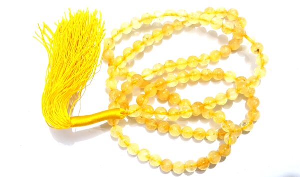 Natural Stone Citrine Japa Mala 109 Beads Reiki Chakra Prayer Maala - Image 2