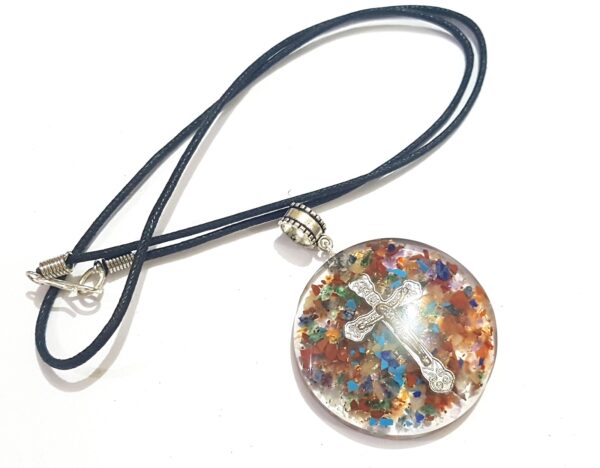 Jesus Christ Orgone 7 Chakra Pendant Real Stones and Jesus Christ Symbol Pendant - Image 2
